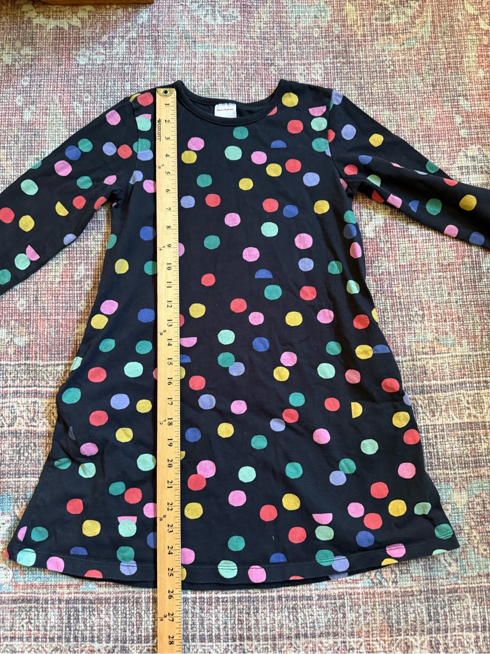 Hanna Andersson size 8 Kids Polka Dot Long-Sleeve Dress with pockets - Picture 2 of 9